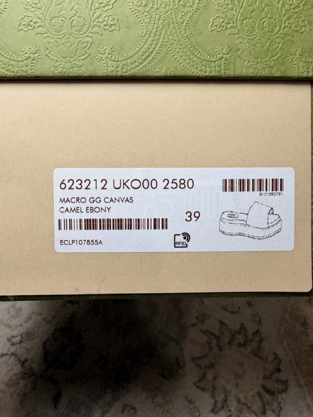 Gucci Camel & Ebony GG Canvas Platform Slides - Picture 12 of 15